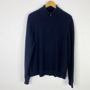 Nordstrom Black 100% Cashmere Quarter Zip Pullover Sweater